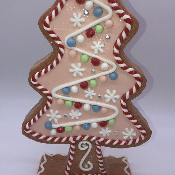 Cupcakes and Cashmere 17” Pastel Pink Gingerbread Cookie Christmas Tree New - Picture 2 of 4
